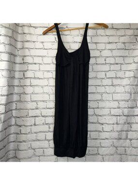 Miss Sixty Black Ruched Tie Sleeveless Maxi Dress Viscose Jersey Size Large Y2K